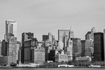 NYC financial district from a ferry