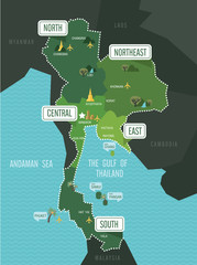 Southest Asia Thailand District Map 