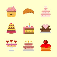 9 cake icons set