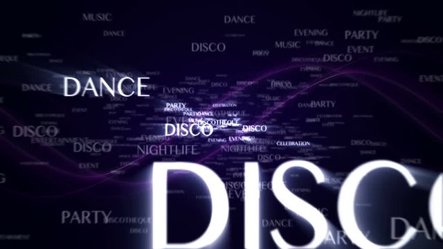 DANCE Text Animation and Keywords, Rendering, Background, Loop, 4k
