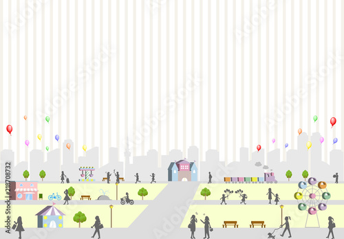 遊園地 風景 ストライプ背景 Wall Mural Wallpaper Murals Kid A 遊園地 風景 ストライプ背景 Wall Mural Wallpaper Murals Kid A
