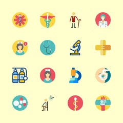 hospital icons set. retirement, women, senior and attributes graphic works