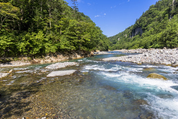 大雪山国立公園の忠別川の流れ