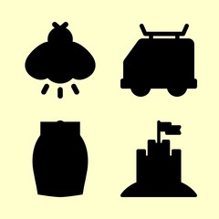 summer icons set. vacations, truck, white and courier graphic works