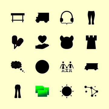 summer vector icons set. love, jamaica, thermometer and headphones in this set
