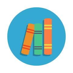 pile of books colored in blue badge icon. Element of school icon for mobile concept and web apps. Detailed pile of books icon can be used for web and mobile