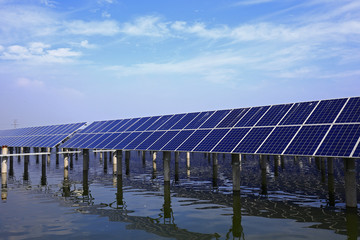 Solar panels on the water