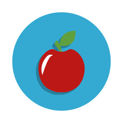 Apple colored in blue badge icon. Element of school icon for mobile concept and web apps. Detailed apple icon can be used for web and mobile