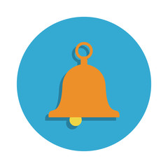 bell colored in blue badge icon. Element of school icon for mobile concept and web apps. Detailed bell icon can be used for web and mobile