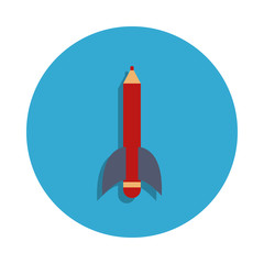 pencil rocket colored in blue badge icon. Element of school icon for mobile concept and web apps. Detailed pencil rocket icon can be used for web and mobile