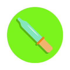 colored pipette in green badge icon. Element of science and laboratory for mobile concept and web apps. Detailed pipette icon