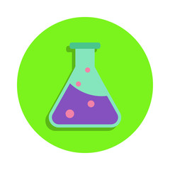 colored scientific test-tube in green badge icon. Element of science and laboratory for mobile concept and web apps. Detailed scientific test-tube icon