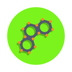 colored linked gears in green badge icon. Element of science and laboratory for mobile concept and web apps. Detailed linked gears icon