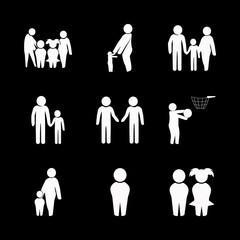 child vector icons set. family, boy and girl child, mother and child and brother in this set