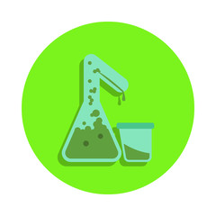 colored chemical test in green badge icon. Element of science and laboratory for mobile concept and web apps. Detailed chemical test icon