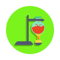 colored heating of chemical fluid in green badge icon. Element of science and laboratory for mobile concept and web apps. Detailed heating of chemical fluid icon