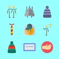 human vector icons set. winter hat, bride, figures and invention in this set