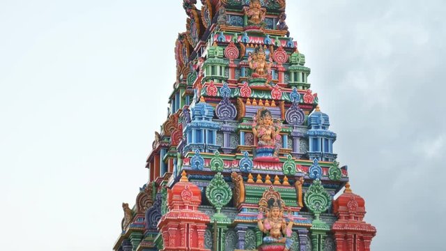 close zoom in shot of the side of the sri siva subramaniya hindu temple in nadi, fiji