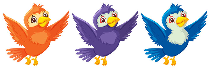 Fototapeta premium A set of cute bird on white background