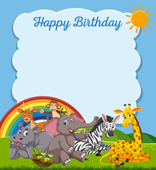 Obraz na płótnie Canvas Animals happy birthday card template