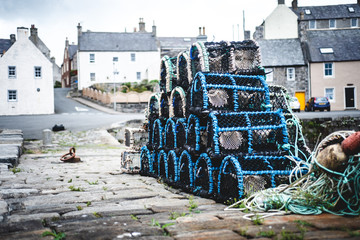 Lobster Pots on Scottish Wharf