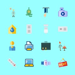 technology icons set. port, call, dark and background graphic works