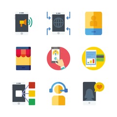 telephone vector icons set. smartphone and telemarketer in this set