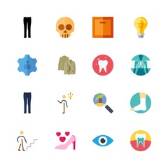 human vector icons set. switch off, jacket backside, invention and x ray in this set