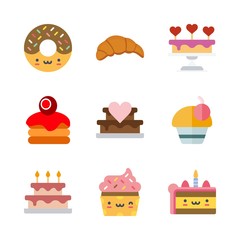 cake icons set. fun, wedding, gourmet and horizontal graphic works