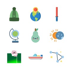 nature icons set. joy, cosmic, european and close graphic works