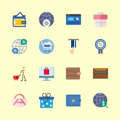 shopping vector icons set. online shop, internet, online store and gift in this set