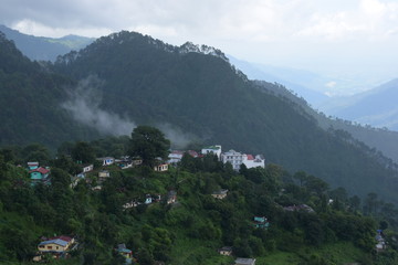 mountain landscape with cloud sky and valley natural forest in monsoon season
