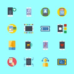 telephone icons set. girl, train, telephone and up graphic works