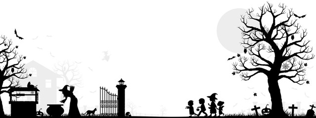 Obraz premium Simple Halloween silhouette background. There are 2 unique layers ( black and gray). Easy to manage color.