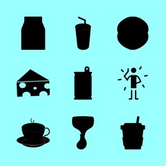 drink icons set. meal, logo, fluid and photography graphic works