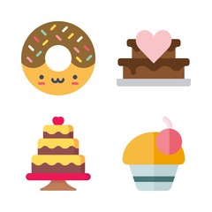 cake icons set. wedding, confection, one and wood graphic works