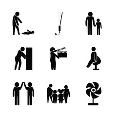man vector icons set. push, remove from the floor, blower and start in this set - 218714124