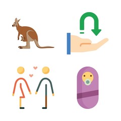 family vector icons set. receive, boyfriend, kangaroo and motherhood in this set