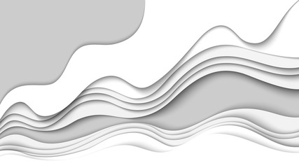 White paper wave layer abstract background.Paper cut of cover design for business banner template and material design.Vector illustration.