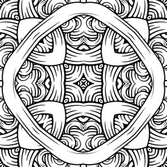 Black and white abstract doodles seamless pattern.