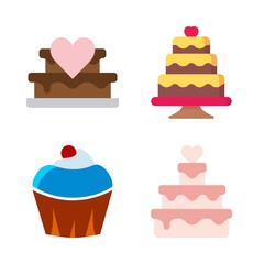 cake icons set. colorful, event, food and romance graphic works