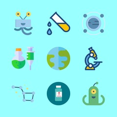 science vector icons set. microscope, poison, test tube and alien in this set