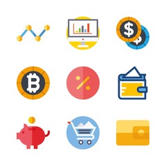 economy icons set. consumer, line, computer and cryptography graphic works