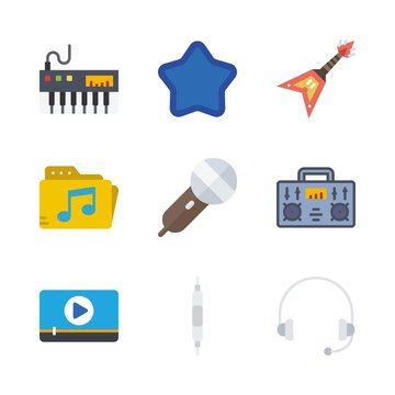 music icons set. smart, press, girl and audience graphic works