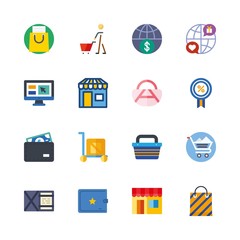 shopping vector icons set. internet, discount, shopping cart and shopping bag in this set