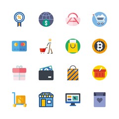 shopping icons set. reduction, cashier, gift and abstract graphic works