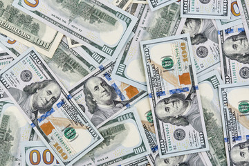 A lot of american dollars banknotes. 100 bucks