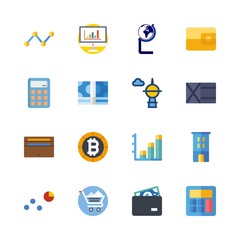 economy vector icons set. globe, building, wallet and money icons in this set