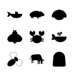 animal icons set. swimming, detail, flower and water graphic works