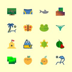 16 tropical icons set